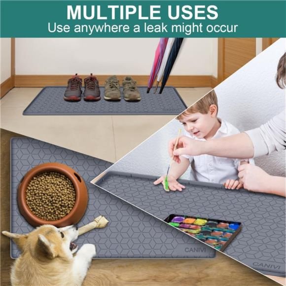 Under Sink Mat, 34" x 22" Waterproof Silicone Under Sink Tray  (Grey) - Picture 6 of 7